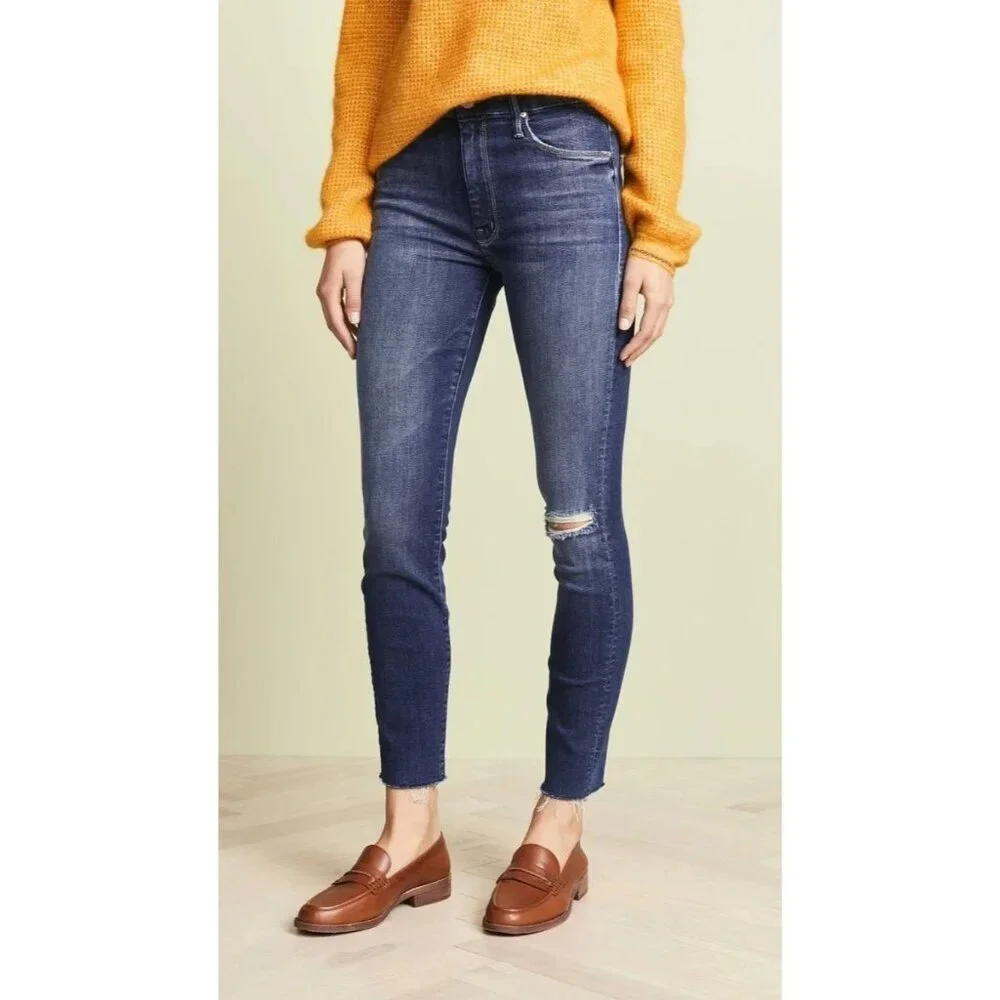 Mother Looker‎ Ankle Fray Denim Stretch Jeans